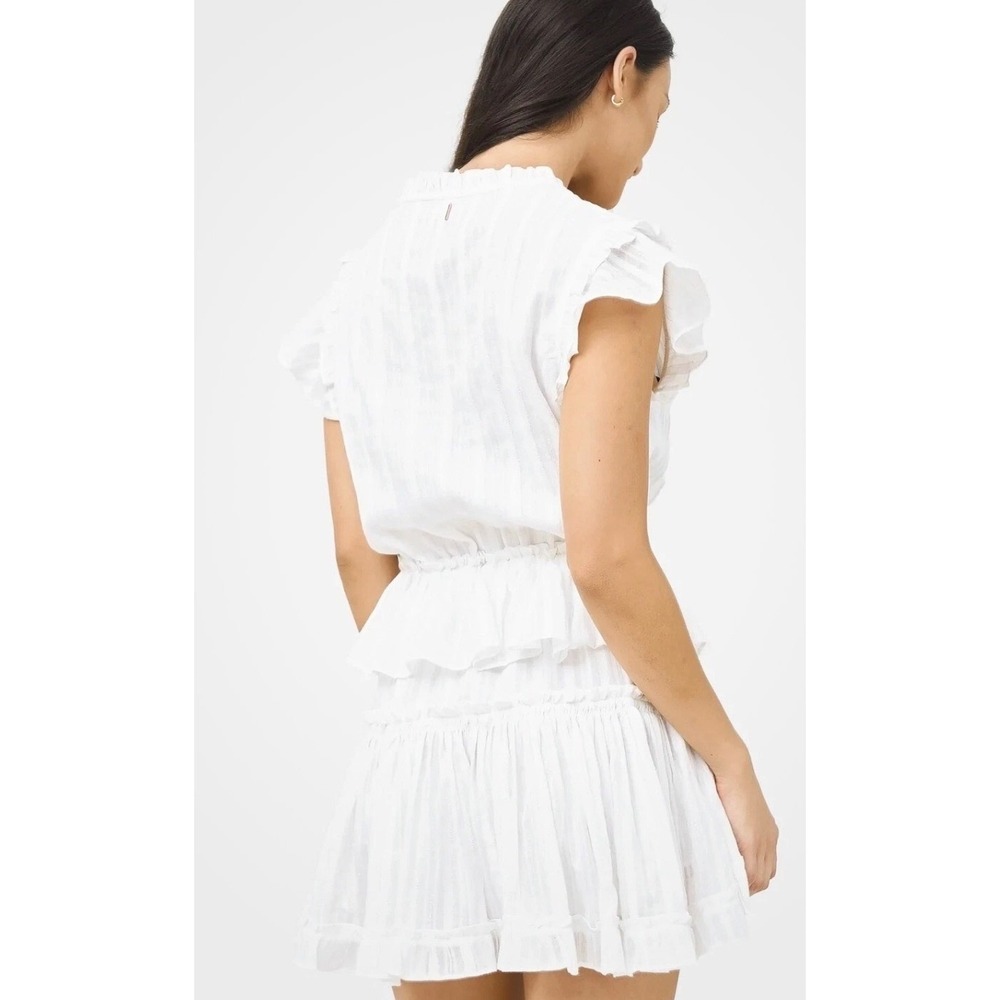 Misa Los Angeles Lilian Ruffle Mini Dress in White Cotton Size XS Party - Picture 4 of 13